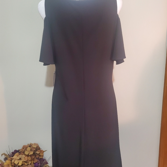 Dress Barn Black Party Dress Cold Shoulder Style. Size M. NWT. - Picture 3 of 9